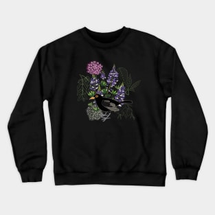 Blackbird in purple paradise Crewneck Sweatshirt